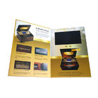 Material insertado pantalla video elegante del papel de la talla 350gsm de la carpeta del retrato A5 del folleto HD