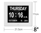 8 adaptador blanco electrónico del reloj de día de la alarma del calendario perpetuo del folleto de la pulgada del escritorio video de la tarjeta LED Digital Color/UL/extraordinariamente l