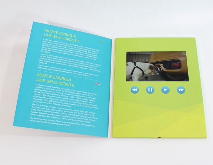 Videopak modificó el Hardcover para requisitos particulares el vídeo video del folleto de 7 Digitaces Lcd de la pulgada en vídeo de la PANTALLA 1080P de la carpeta IPS