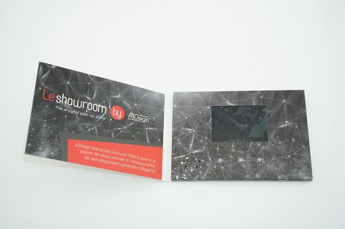Videopak modificó el Hardcover para requisitos particulares el vídeo video del folleto de 7 Digitaces Lcd de la pulgada en vídeo de la PANTALLA 1080P de la carpeta IPS