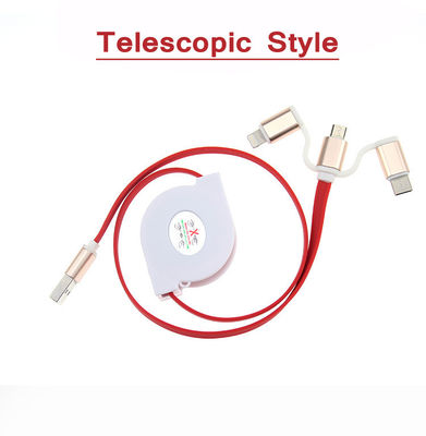 2.4A Quick Multi Charger Micro USB Cable 3 In 1 For IPhone Android Watch