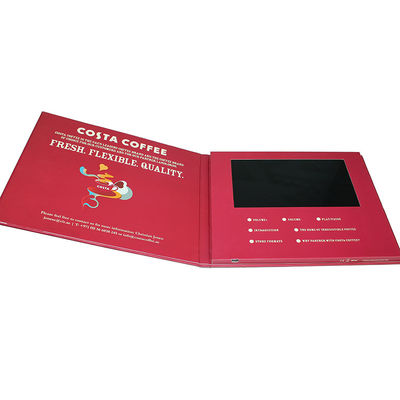 Customized Hardcover 7" Digital Lcd Video Brochure Built In Speaker For Advertising
