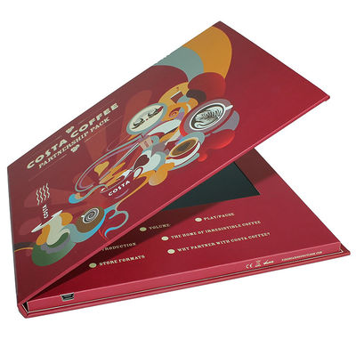 Customized Hardcover 7" Digital Lcd Video Brochure Built In Speaker For Advertising