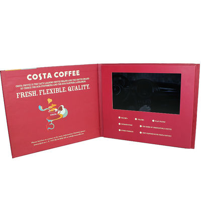 Customized Hardcover 7" Digital Lcd Video Brochure Built In Speaker For Advertising