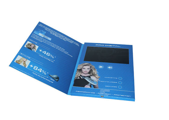 Vídeo impreso color cuatro en folleto de la impresión con el puerto de la pantalla/USB de TFT, tarjeta de visita video